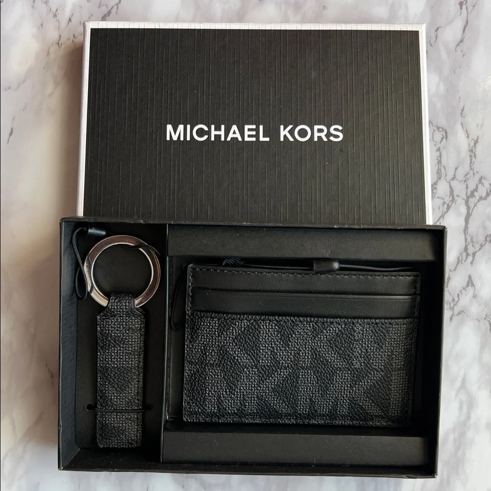Michael Kors Men's Set Card Case Slim Wallet Key Ring